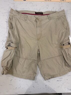 Vintage Old Navy Shorts Mens 40 Khaki Tan Military Surplus Cargo Distressed